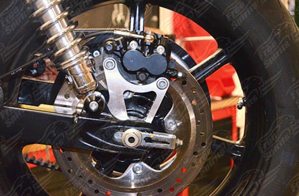 Offset plate for rear wheel brake